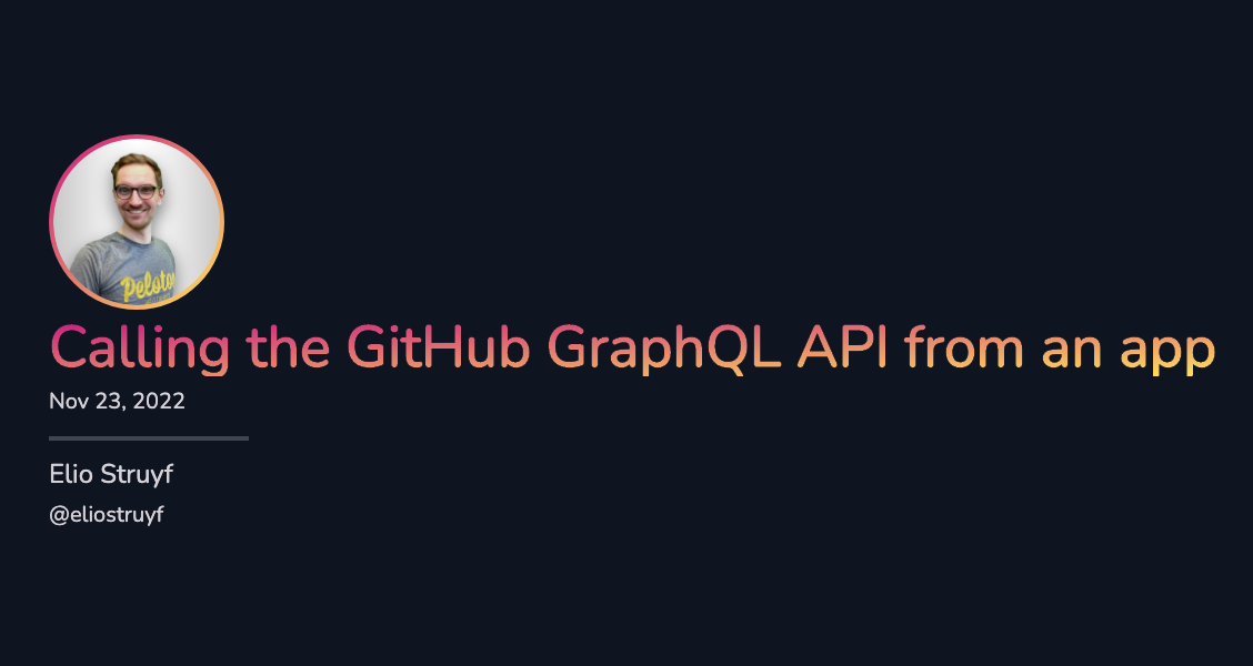 Calling the GitHub GraphQL API from an app