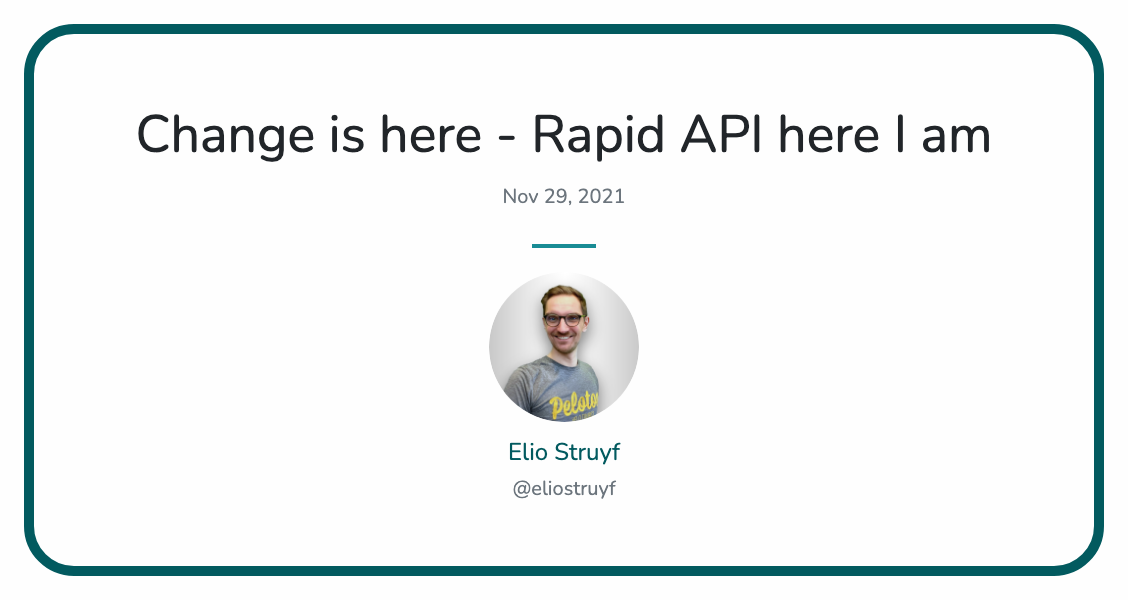 Change is here - Rapid API here I am