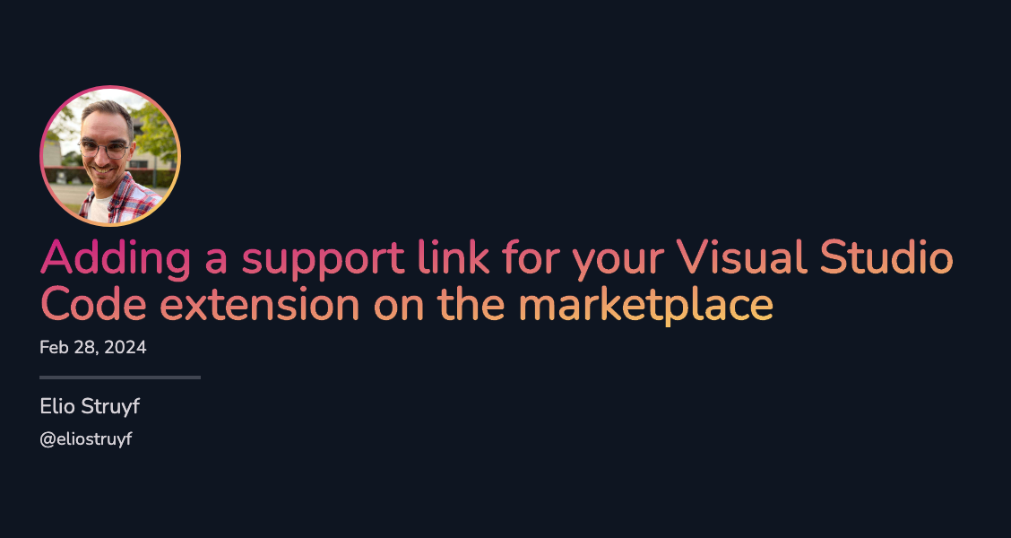 Add a support link for a VSCode extension on the marketplace Add a support link for a VSCode extension on the marketplace
