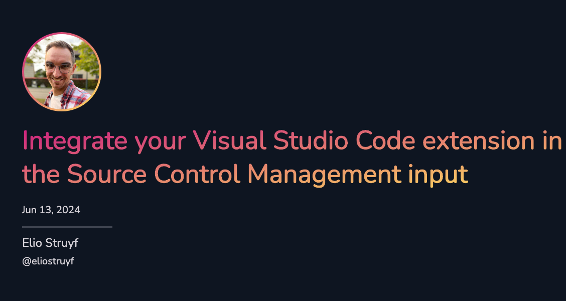 Integrate your VS Code extension in SCM input Integrate your VS Code extension in SCM input