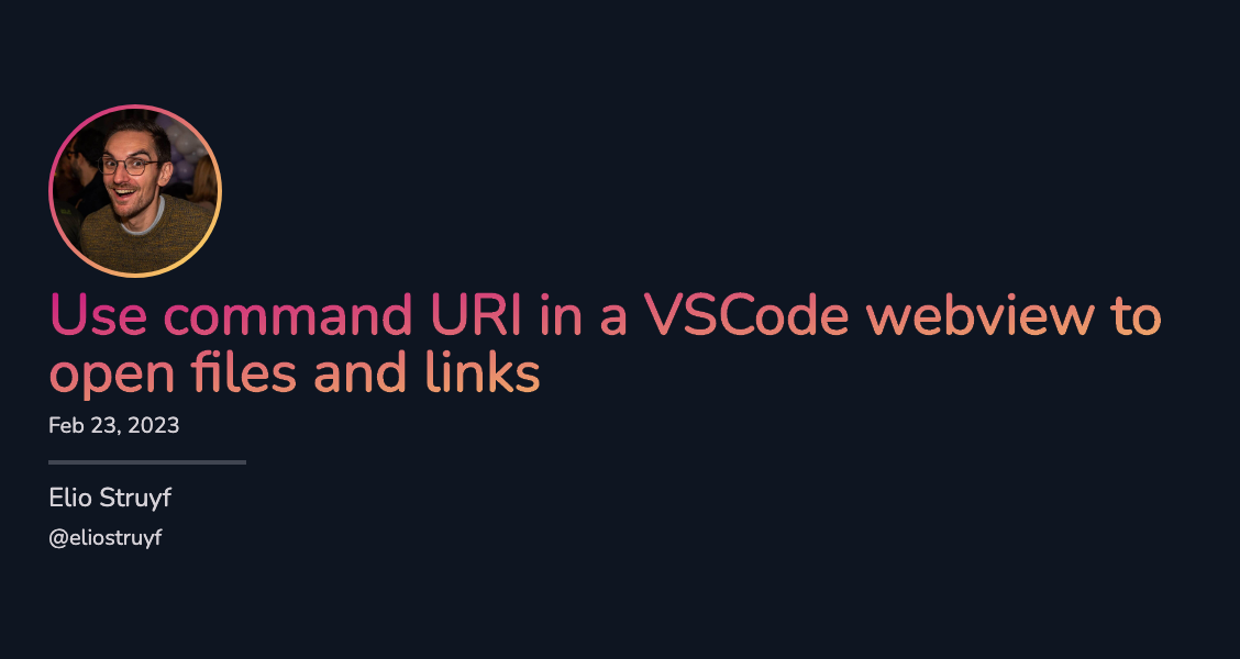 Use command URI in a VSCode webview to open files and links Use command URI in a VSCode webview to open files and links