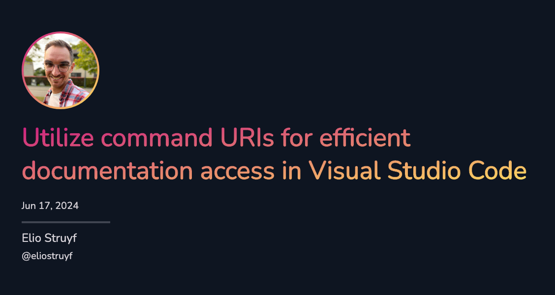 Utilize command URIs for documentation access in VSCode Utilize command URIs for documentation access in VSCode