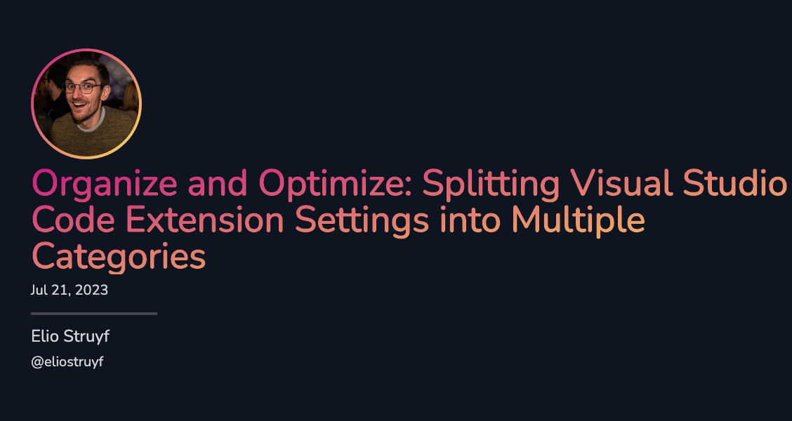 Splitting VSCode Extension Settings into Multiple Categories