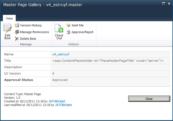 Approved Master Page