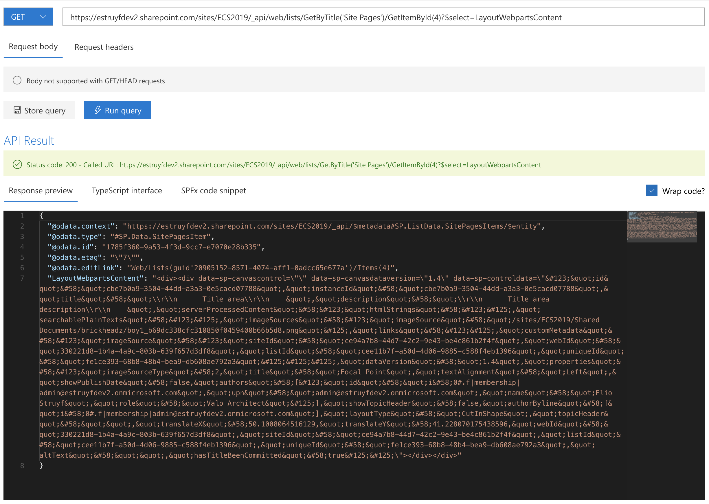 Verify the returned JSON data