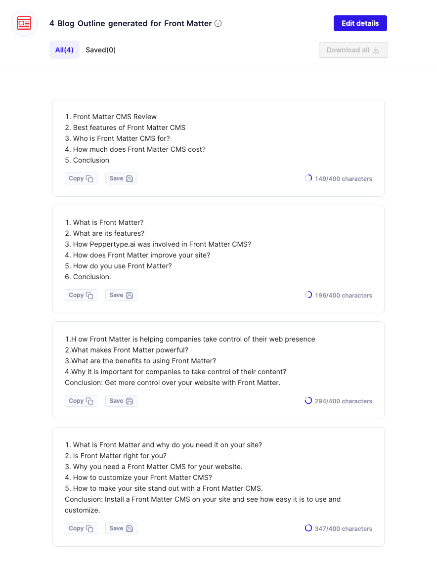 Article outline by Peppertype.ai
