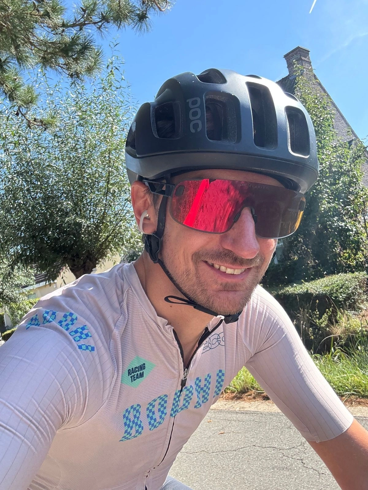 Me wearing the Shokz OpenDots One